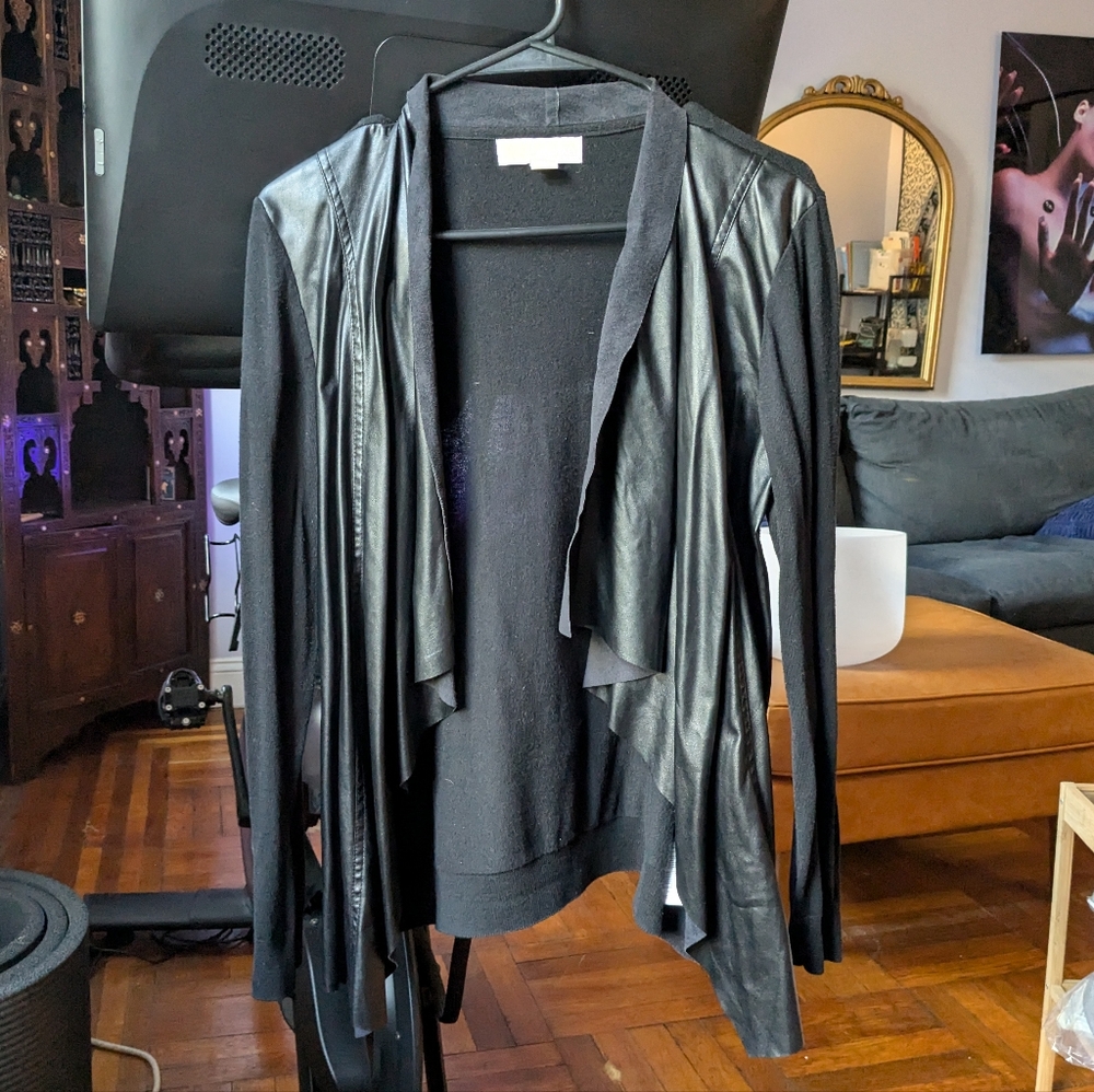 Faux Leather Michael Kors Cardigan - Black, Large